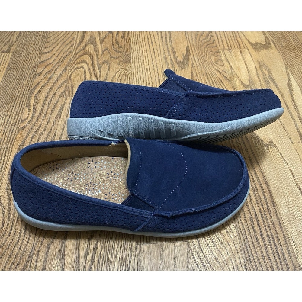 Revitalign Womens Siesta Burst Pearcoat Orthotic Memory Foam Suede Slip-Ons Sz 9